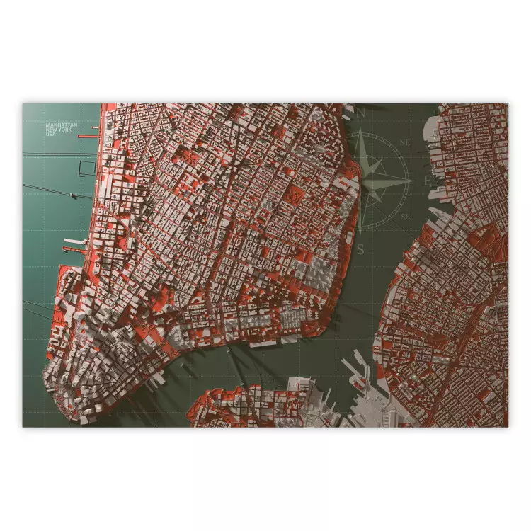 Poster Let's Meet in Manhattan - map fragment of New York City