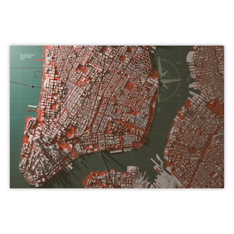 Poster Let's Meet in Manhattan - map fragment of New York City