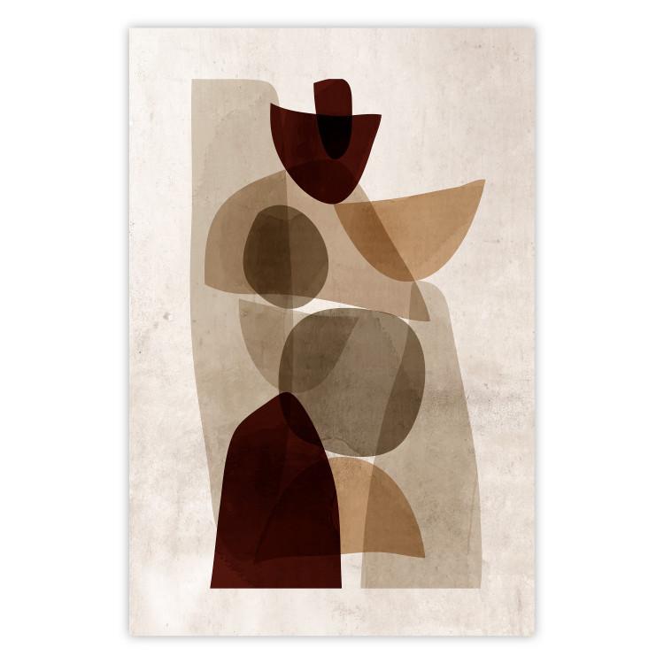 Poster Shapes Interplay - abstract figures on a beige texture background