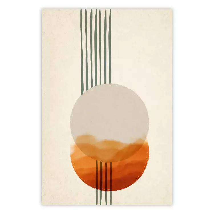 Poster East Euphoria - circles and stripes on a beige background in an abstract motif