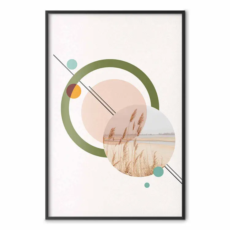 Wall Poster Geometric Landscape - landscape in a circle among abstract ...