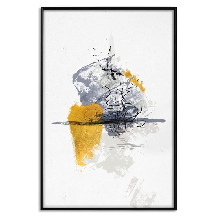 Poster Birds over Water - seascape with birds in an abstract motif