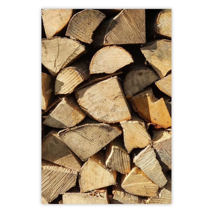 Poster Beauty of Wood - arranged composition of chopped wood into various shapes