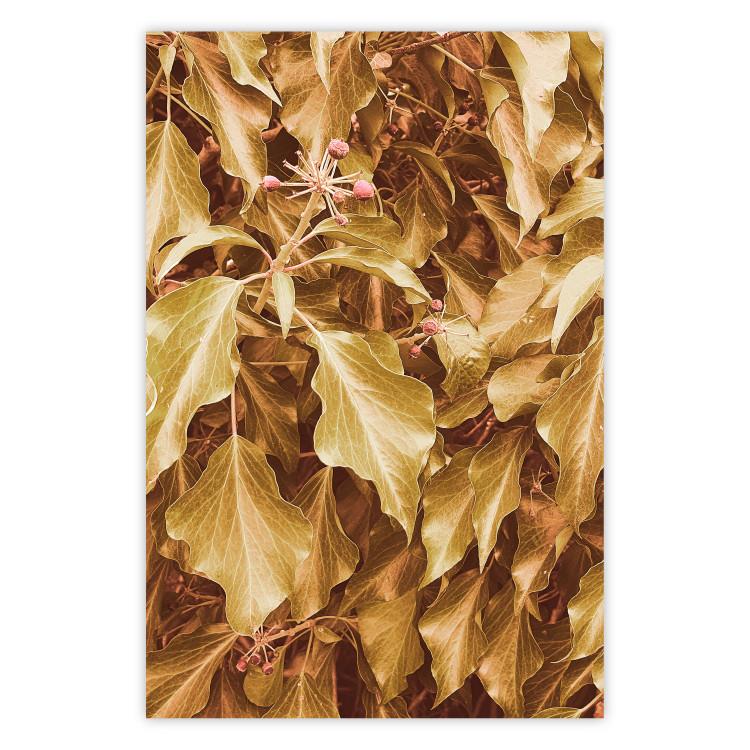 Poster Autumn Aura - plant composition on a hedge in sepia motif