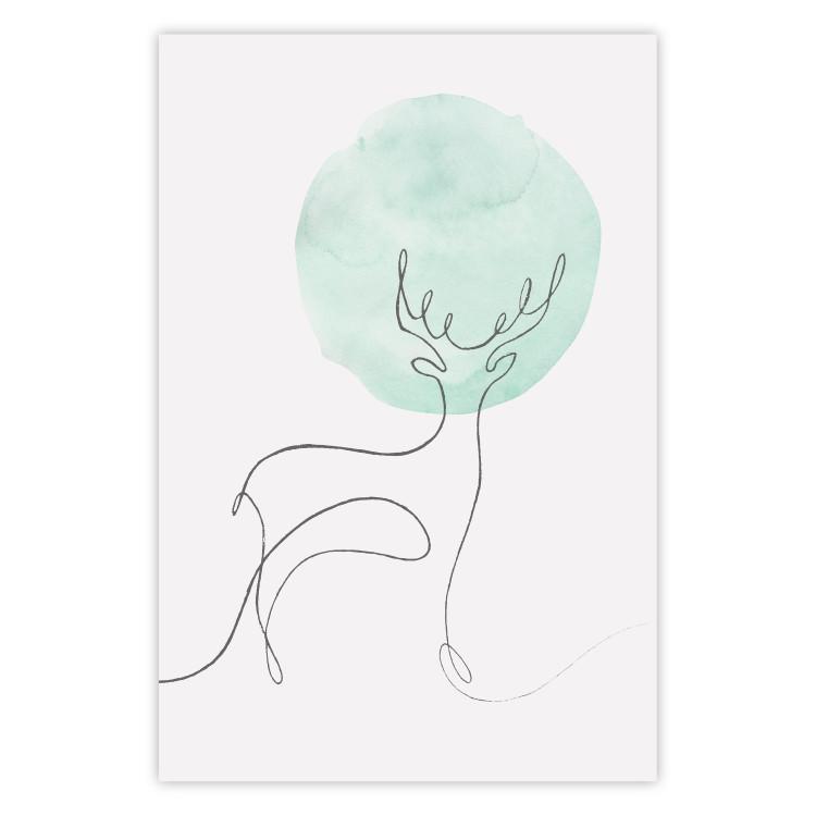 Poster Moon Line - line art of a deer against an abstract moon background