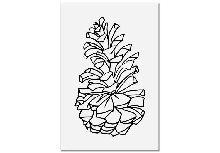 Canvas Print Forest Scent (1-piece) Vertical - natural pine cone in lineart style