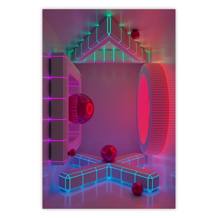 Four Walls - geometric figures with neons in an abstract style