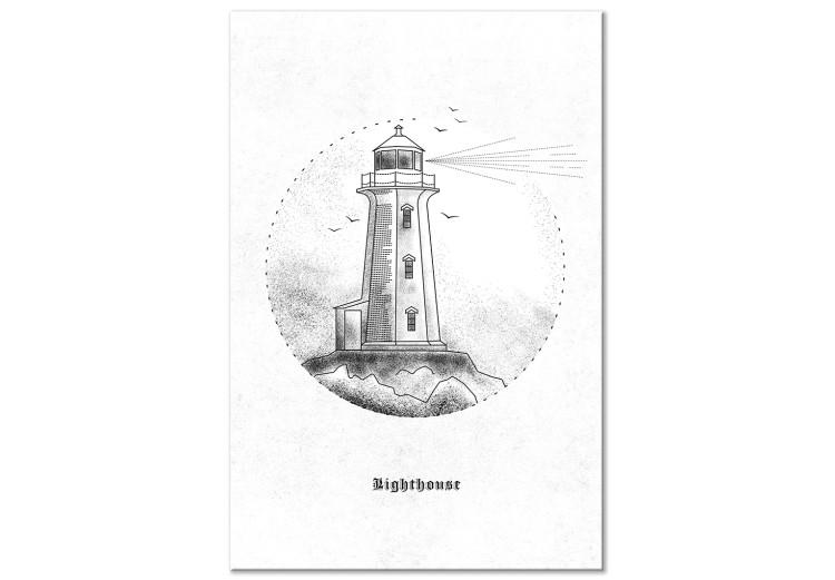 Canvas Print Black and White Lighthouse (1-piece) Vertical - sketchy landscape
