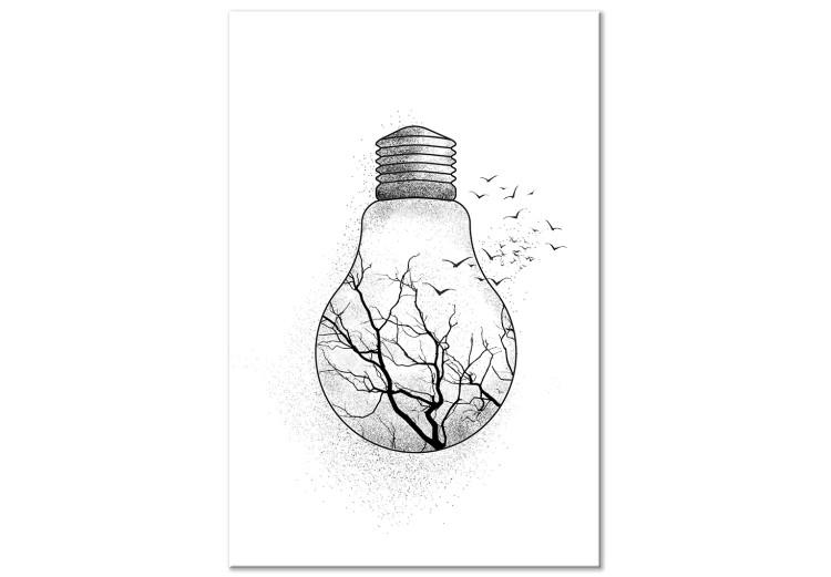 Canvas Print Winter Birds (1-piece) Vertical - abstract light bulb with tree
