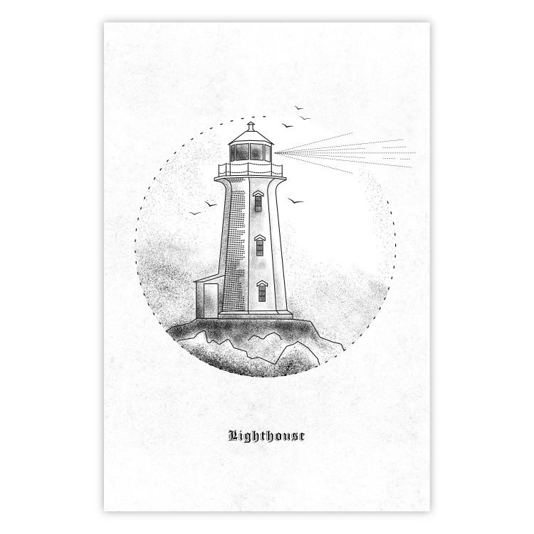 Poster Black and White Lighthouse - black and white lighthouse on a white background
