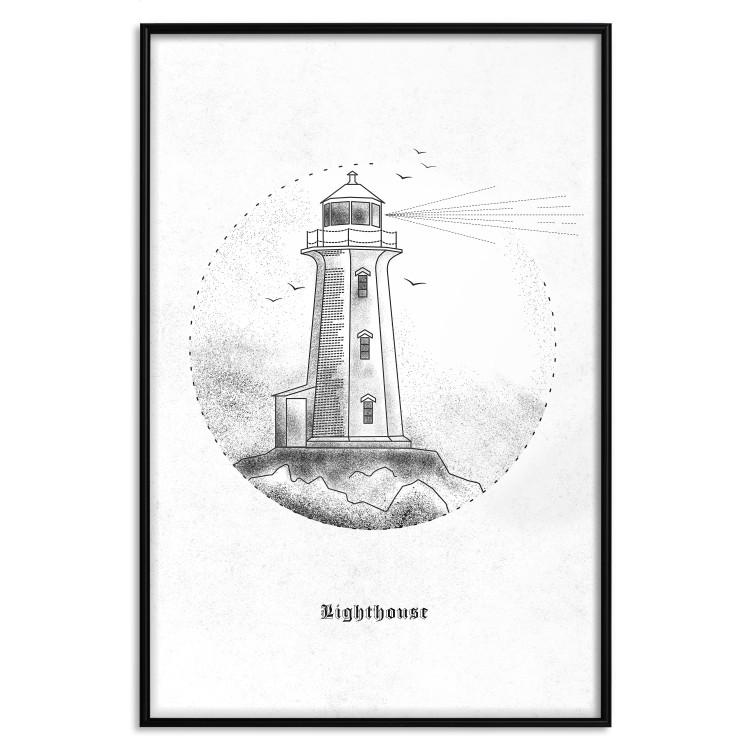 Poster Black and White Lighthouse - black and white lighthouse on a white background