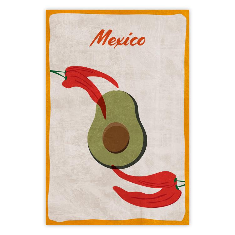 Poster Mexican Delicacies - red pepper and avocado in a light composition