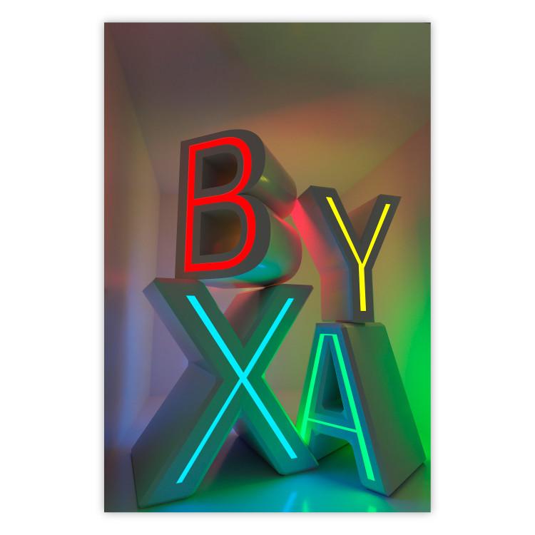 Poster Adventure X - colorful letters with 3D imitation in an abstract motif