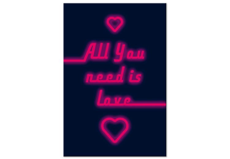 Canvas Print All You Need Is Love (1-piece) Vertical - pink quote with heart