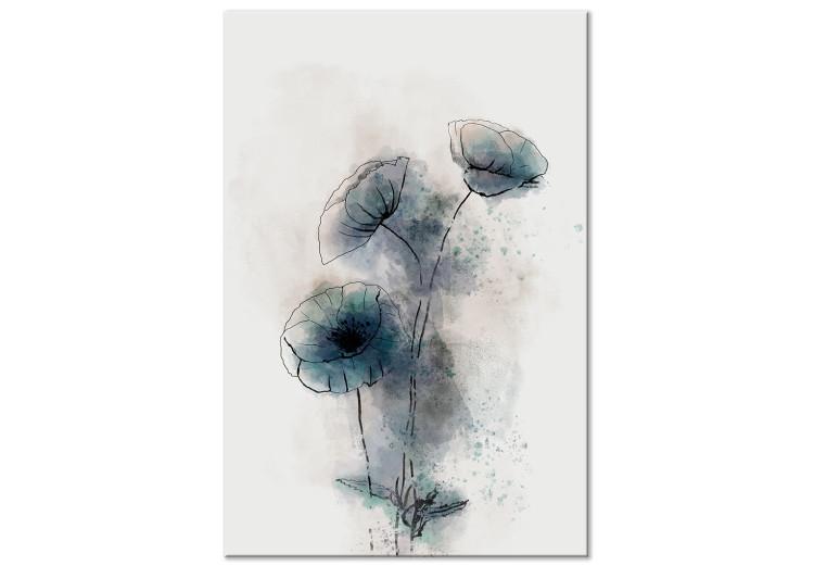 Canvas Print Blue Poppies (1-piece) Vertical - abstract blue poppies