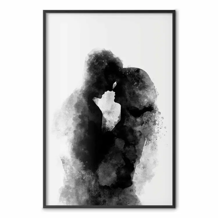 Memory of a Kiss - black enamored couple in a watercolor motif