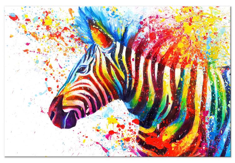 Canvas Print Zebra (1-piece) Wide - futuristic multi-colored animal