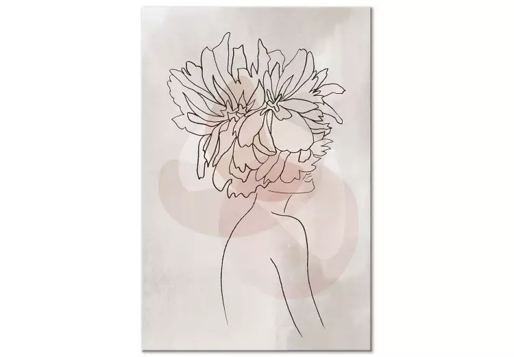 Canvas Print Sophie's Flowers (1-piece) Vertical - lineart of abstract woman