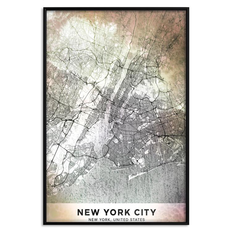 Poster City of Dreams - black and white map of New York with brown details