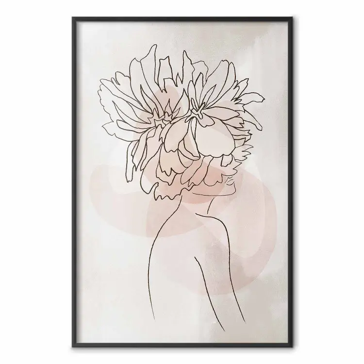 Sophie's Flowers - abstract line art of a woman with flowers on her head