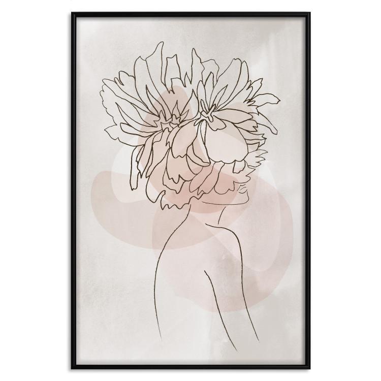 Poster Sophie's Flowers - abstract line art of a woman with flowers on her head