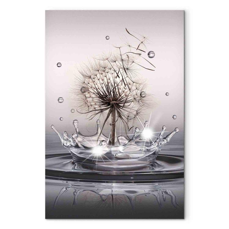 Canvas Print Wind Drops (1-piece) Vertical - dandelion flower falling into water