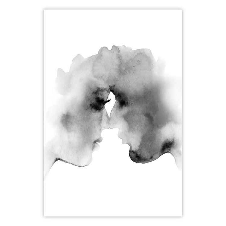 Poster Blurred Thoughts - black romantic couple on a solid white background