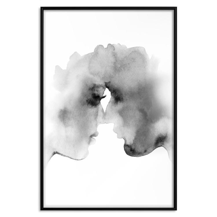Poster Blurred Thoughts - black romantic couple on a solid white background