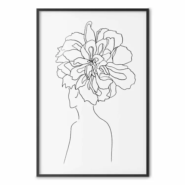 Center of Memories - abstract line art of a woman with flowers on her head