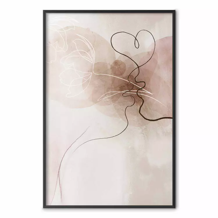 Tangled in Dreams - line art of a couple kissing on an abstract background