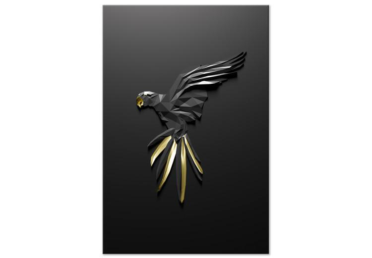 Canvas Print Black Parrot (1-piece) Vertical - bird with geometric texture