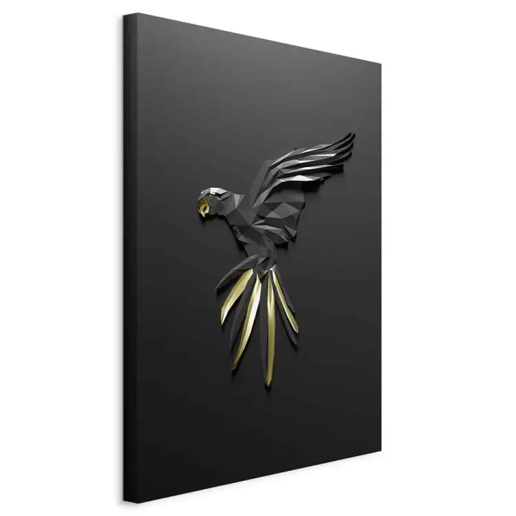 Black Parrot Vertical - bird with geometric texture