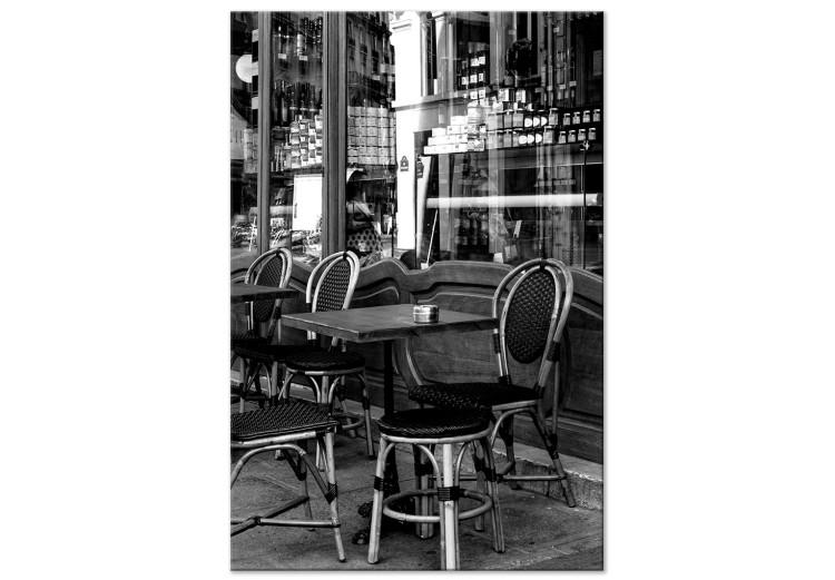 Canvas Print A cafe in Paris - a black and white photograph of French capital