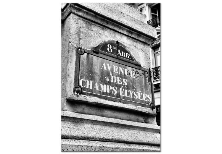 Canvas Print Champs-Elysees Avenue - black and white graphic of famous Paris street