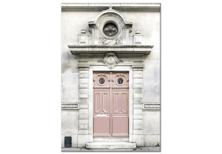 Canvas Print Pink Paris tenement house door - a photograph of Paris architecture