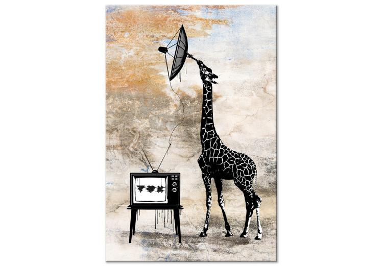 Canvas Print TV Giraffe (1-piece) Vertical - whimsical funny animal