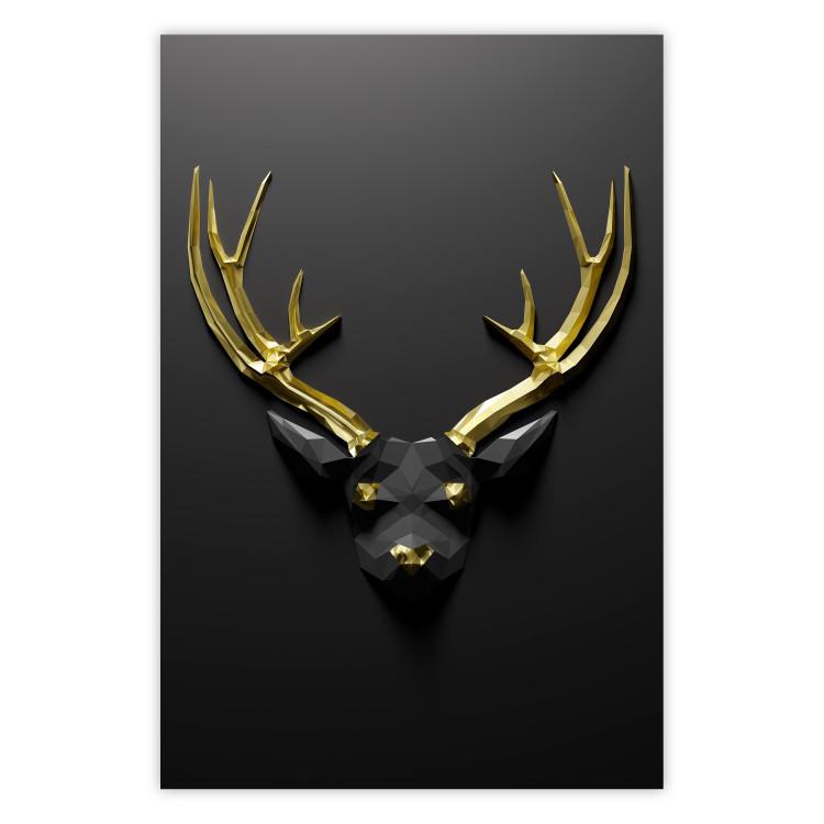 Poster Golden Antlers - abstract figure resembling a deer with golden details