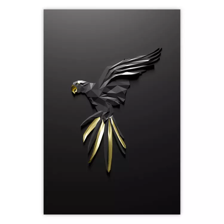 Black Parrot - abstract figure resembling a bird with golden details