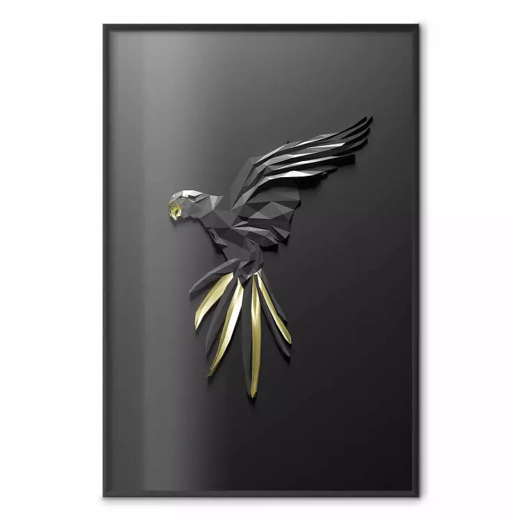Black Parrot - abstract figure resembling a bird with golden details