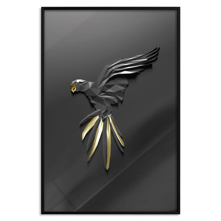 Poster Black Parrot - abstract figure resembling a bird with golden details