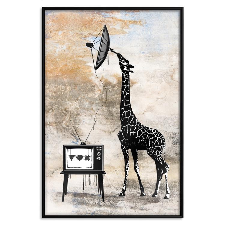 Poster TV Giraffe - abstract black animal holding an antenna