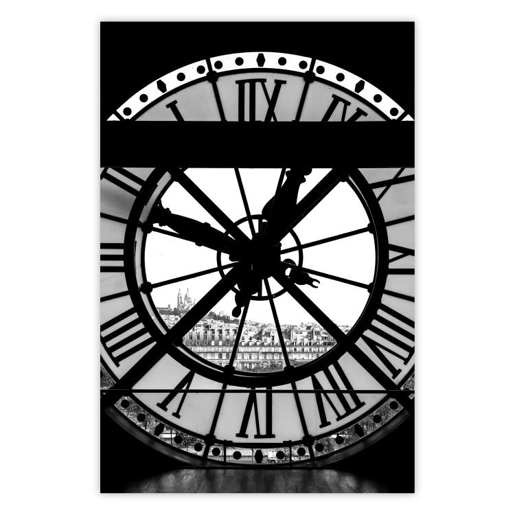 Poster Sacre-Coeur Clock - black and white clock architecture against the city backdrop