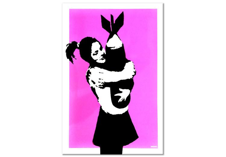 Canvas Print Bomb Hug (1-piece) Vertical - street art of a woman with a bomb