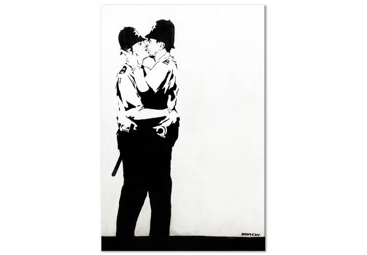 Canvas Print Kiss of two policemen - youth street art graphic