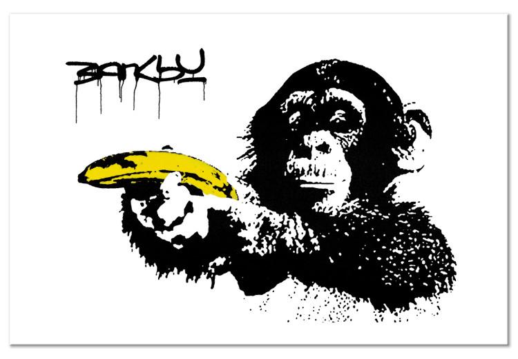 Canvas Print Banksy: Monkey with Banana (1 Part) Wide