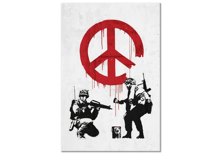 Canvas Print War and Peace (1-piece) Vertical - street art of military people