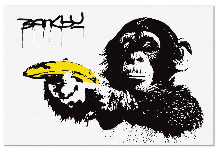 Canvas Print Banana Gun (1-piece) Wide - street art of exotic monkey
