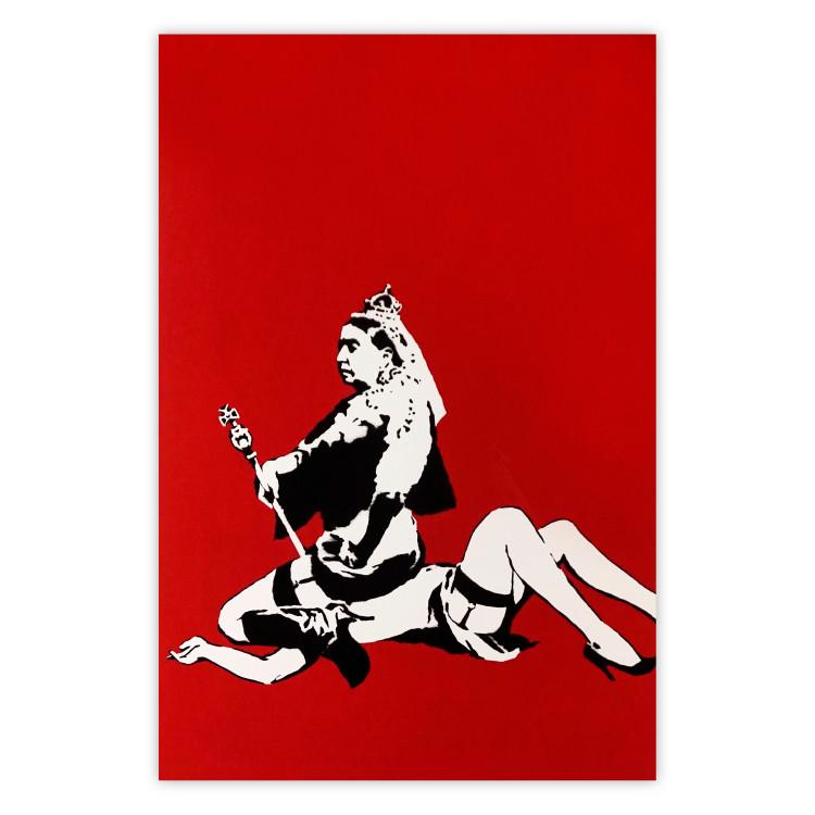 Poster Queen - composition of a woman sitting on a girl in Banksy style