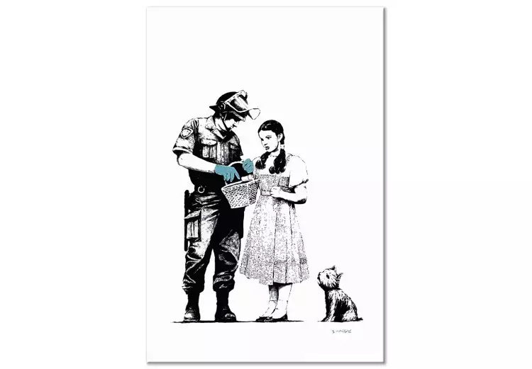 Girl, dog and policeman - teenage street art style graphic