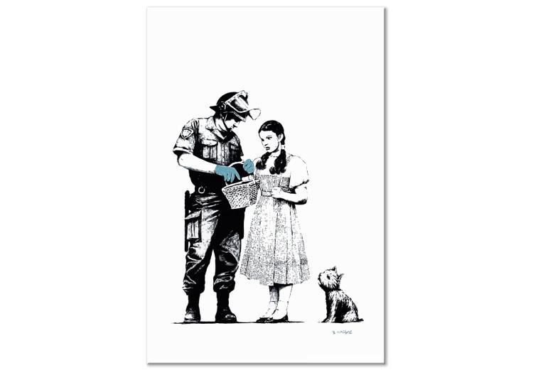 Canvas Print Girl, dog and policeman - teenage street art style graphic